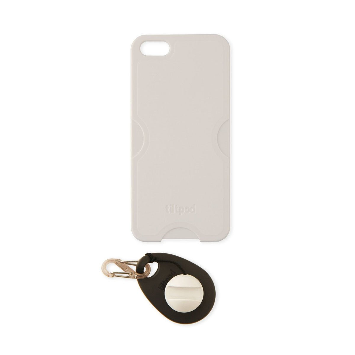 Tiltpod Keychain stand and case for iPhone 5, mini pivoting tripod - white