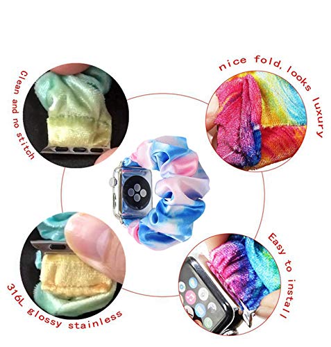 Scrunchie Elastic Watchband For Apple Watch Band Series 8 7 6 5 4 3, Watch Strap For Iwatch 45Mm 41Mm 38Mm 40Mm 42Mm 44Mm (Blue