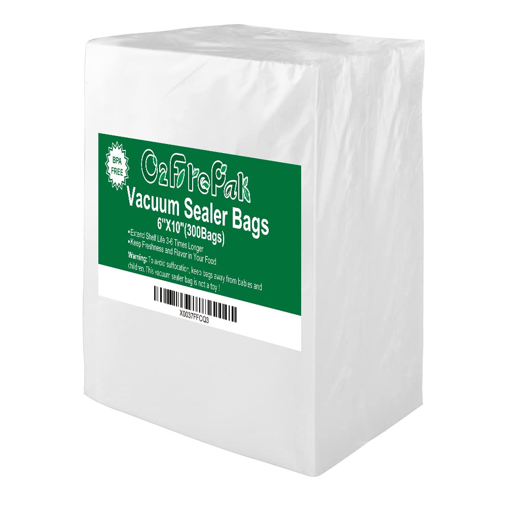 O2frepak 300 Count 6x10 Pint Vacuum Sealer Bags with BPA Free and Heavy Duty, Vacuum Seal Food Sealer Bags,Great for Food Storag