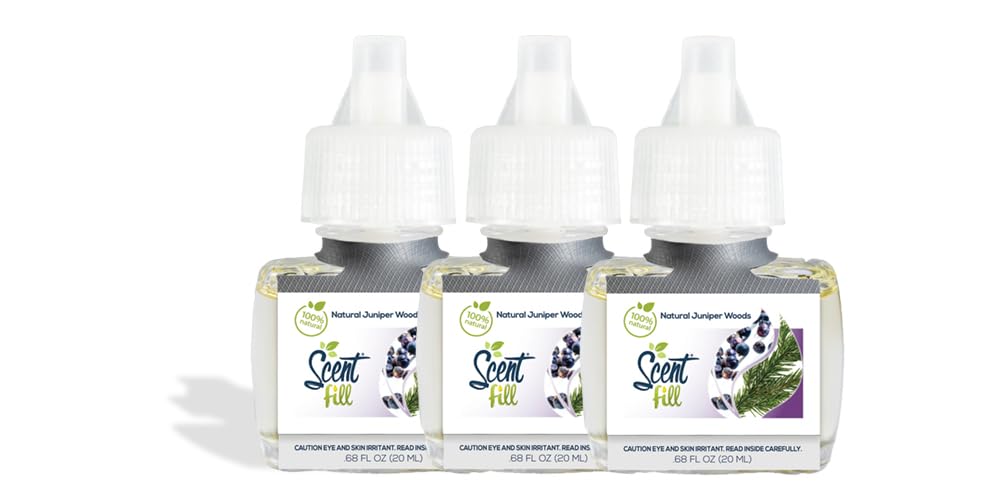Scent Fill 100% Natural Juniper Woods Plug In Air Freshener, Scented Oil Refills, 3 Refills