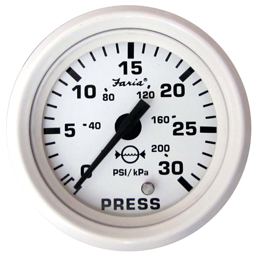 Faria Beede Instruments 13108 Dress Water Pressure Gauge Kit 30 PSI - White, 2, Black
