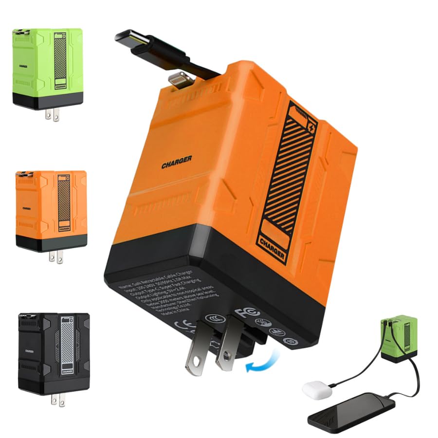 2 in 1 Compatible with 120w Fast Charger, 2025 New Retractable Wall Fast Charger Module, Portablecharger with All in 1 Foldable 