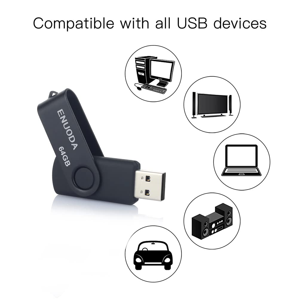 Enuoda 64Gb Usb Flash Drive 4 Pack Thumb Drives 64Gb Usb 2.0 Memory Stick Jump Drive Pen Drive For Storage And Backup (Black Pur