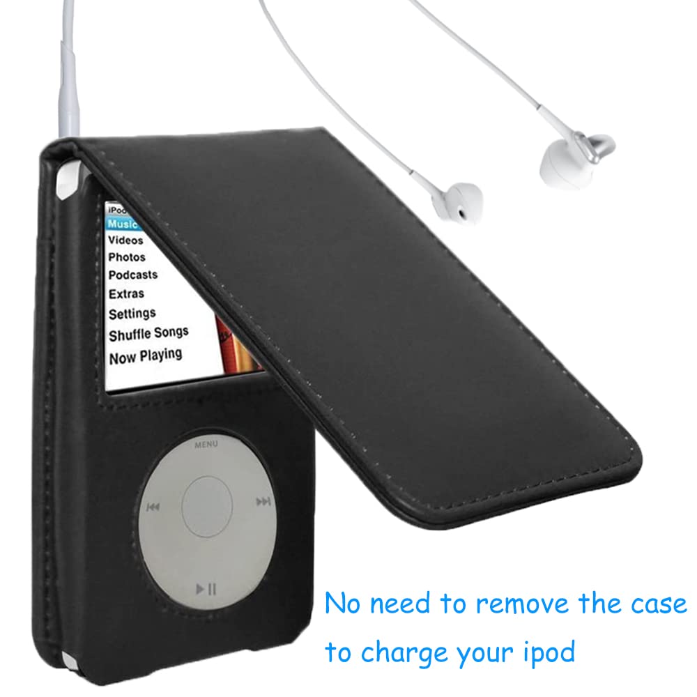 Hal V Top Leather Case For Apple Ipod Video Classic 80G 120G 160G 60G Classic Protective With Movable Belt Clip Black