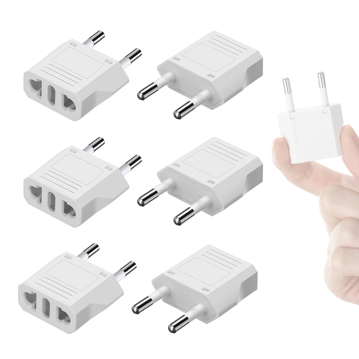 Lenink 6 Packs Us To Europe Plug Adapter, Type C Travel Adapter, Fireproof Portable European Power Converter Plug For Usa To Eu