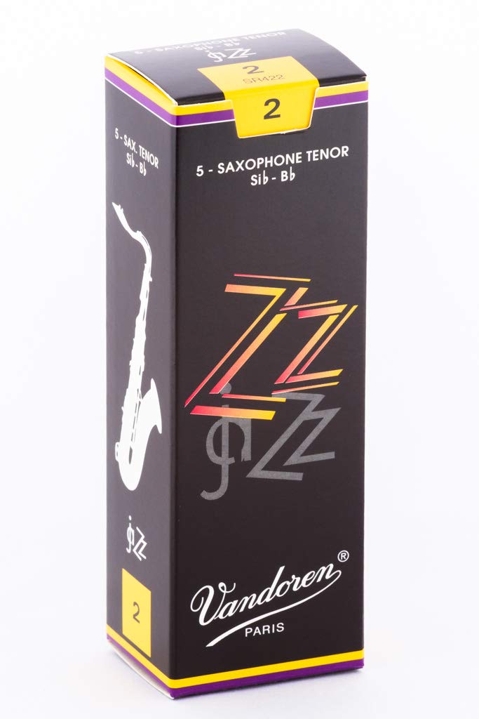 Vandoren Sr422 Tenor Sax Zz Reeds Strength 2; Box Of 5, Black