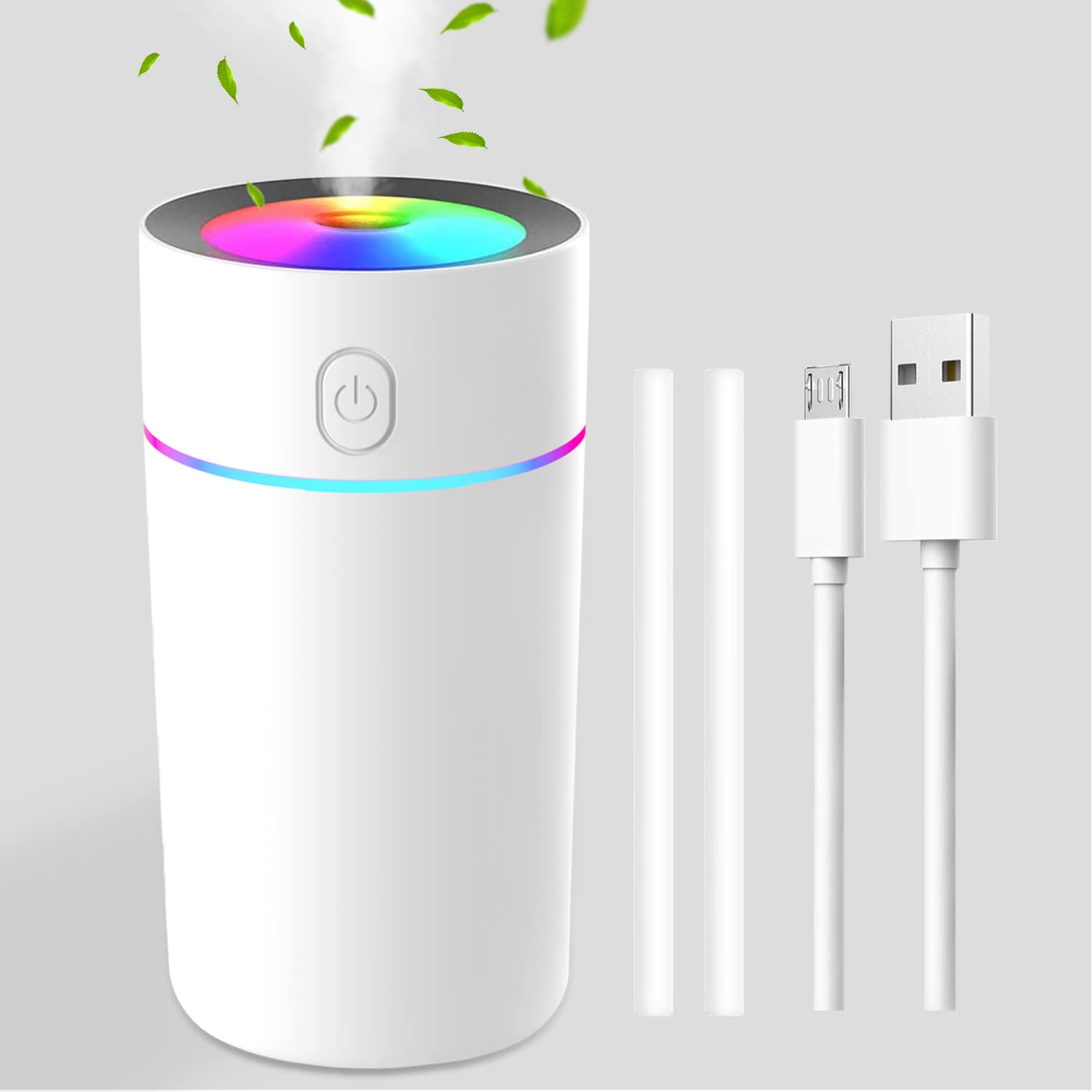 Portable Mini Humidifier With 7 Color Lights, Cool Mist Small Desk Humidifiers Car Humidifier [2 Mist Modes] Usb Personal Deskto