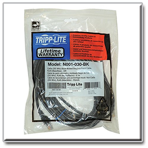 Tripp Lite Cat5E 350Mhz Snagless Molded Patch Cable (Rj45 M/M)   Black, 30 Ft.(N001 030 Bk)