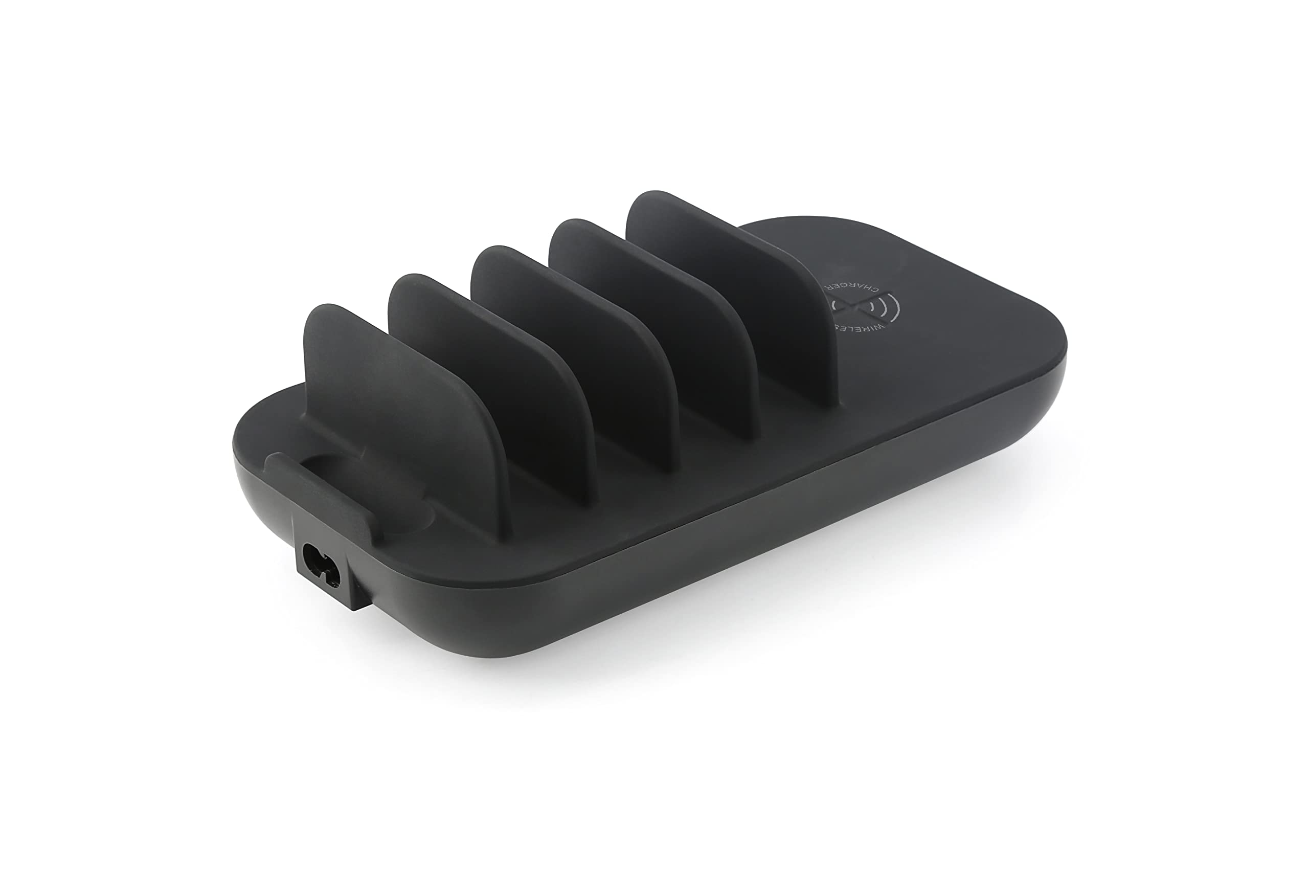 Naxa Electronics Nap-5002 6-In-1 Wireless Charging Station With Qi 10W Wireless, Usb-A, And Usb-C For Phones And Electronics, Bl