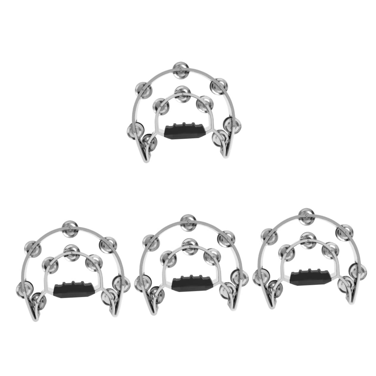 Milisten Tambourine Double Row 4pcs Double Layer Hand Bell Tambourine Silver Dedicated Metal Child Handheld Tambourine