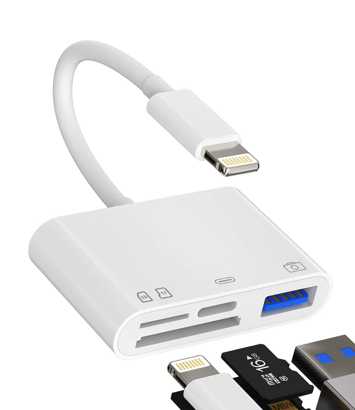 Zoyuzan Camera Memory Sd Card Reader Compatible For Iphone,Compatible With Lightning Male To Usb Female Otg Adapter Micro Tf Pow