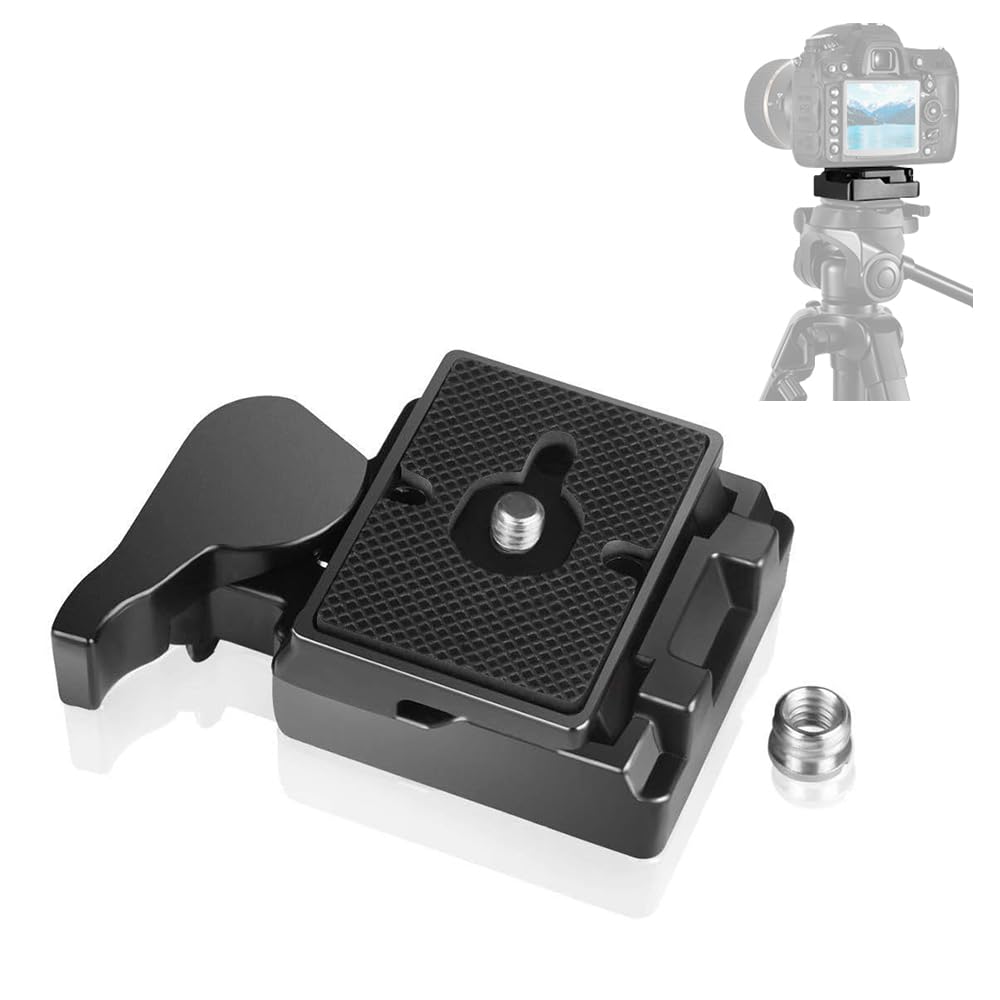 Utebit 323 Rc2 Quick Release Plate, Metal Rapid Adapter With 1/4' And 3/8' Camera Screw Tripod Mount Plate Fit Only For Manfrotto Tripod