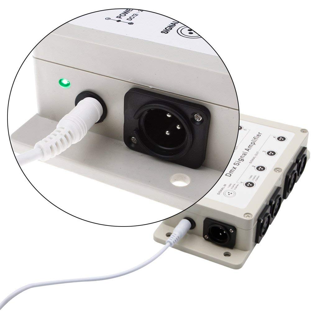 Riorand Dmx512 Led Signal Splitter Amplifier Distributor 1 Way In 8-Channel 3-Pin Output With Signal Indicator