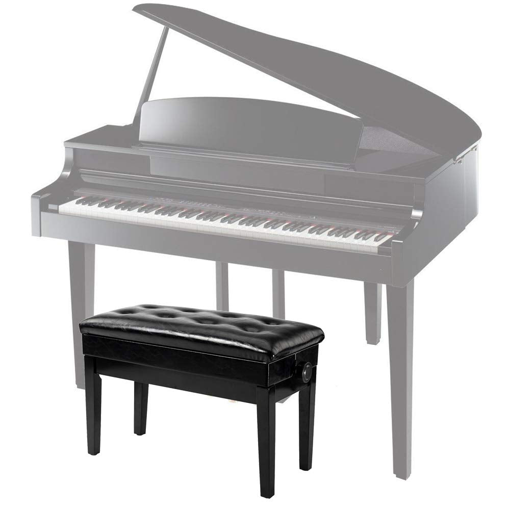 Bonnlo Adjustable Duet Piano Bench With Storage Black Faux Leather Piano Stool Deluxe Padded Seat With 2 Thick Cushion
