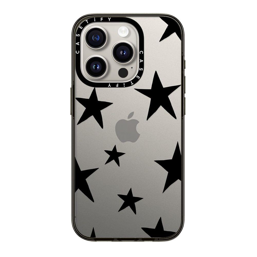 Casetify Compact Case For Iphone 15 Pro [2X Military Grade Drop Tested / 4Ft Drop Protection]   Stars Black   Clear Black