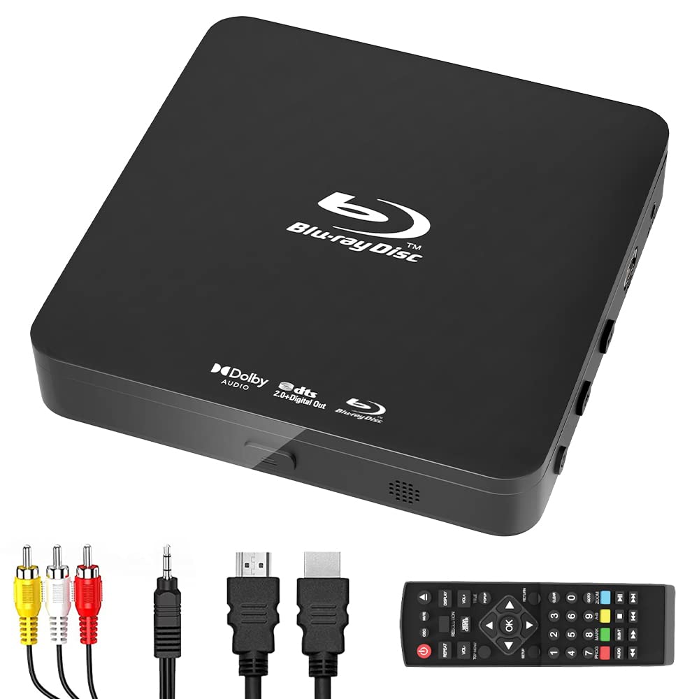 Didar Blu Ray Dvd Player, Ultra Mini 1080P Blue Ray Disc Player Home Theater Play All Dvds And Region A 1 Blu Rays, Support Max 128G Usb Flash Drive + Hdmi/Av Output + Built In Pal/Ntsc With Cables