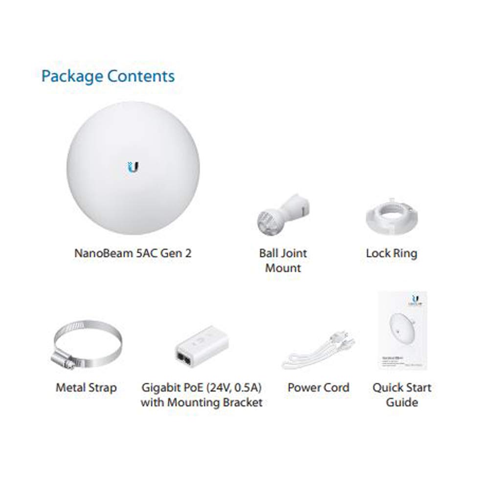 Nanobeam Ac Gen2 Nbe 5Ac Gen2 Us 5Ghz Airmax Cpe With Dedicated Management Radio Bridge (2 Pack)