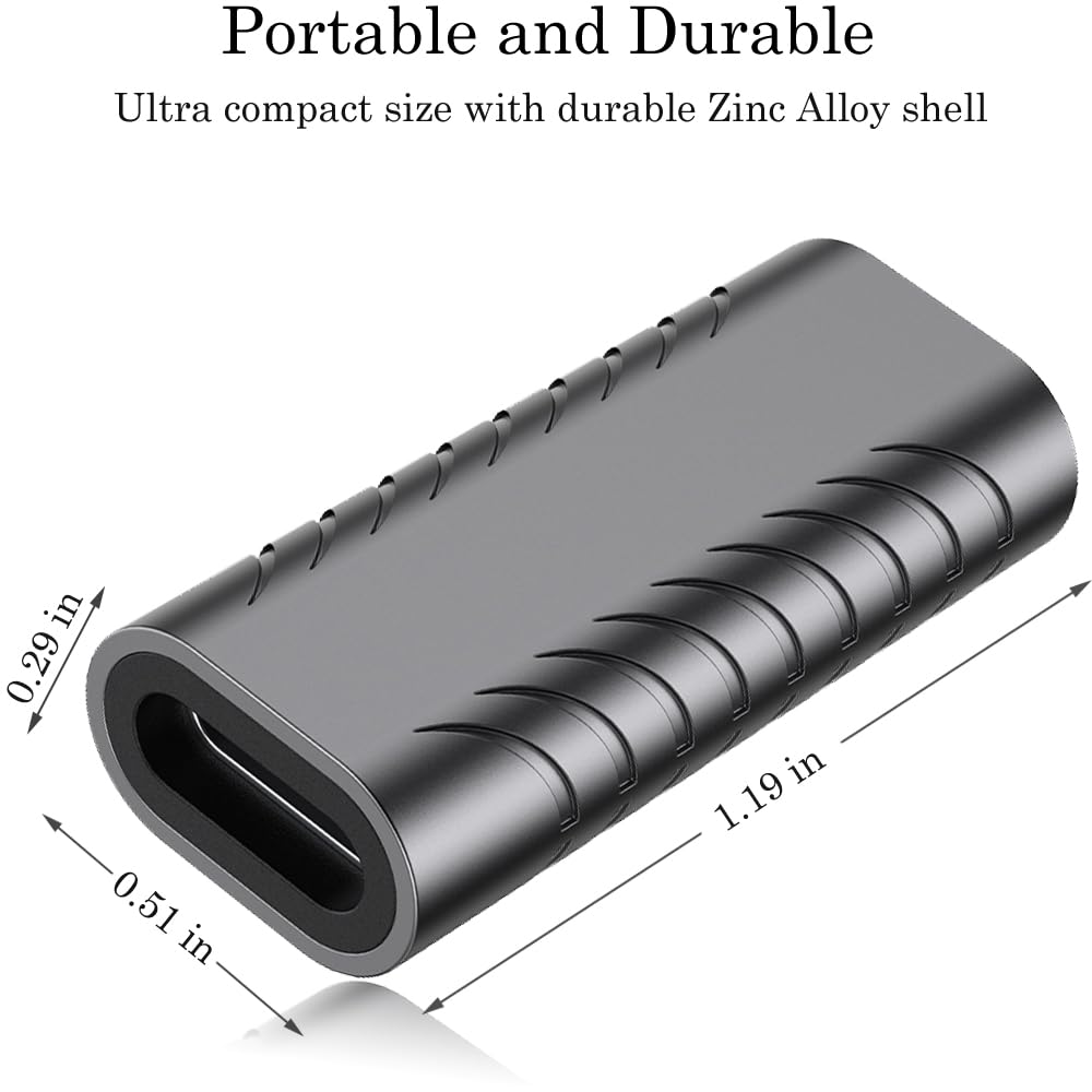 Auvipal 240W Usb C Coupler (2 Pack), Usb Type C Female To Female Adapter Extender Support Up To 40Gbps Data Transfer, 240W Power