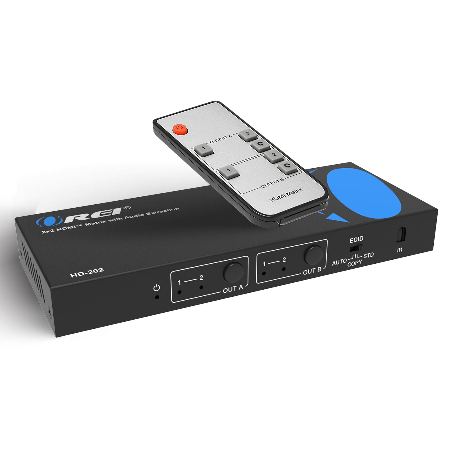 Orei Hdmi Switcher Matrix   2 In 2 Out Hdmi Matrix Switch   Resolutions Up To 4K@30Hz, 3D Support, Edid Management, Ir Control &