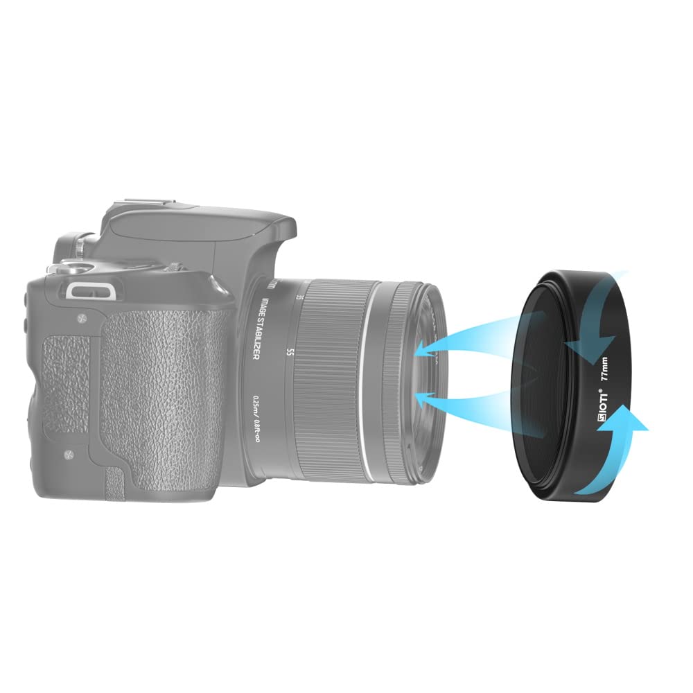 Sioti 77Mm Lens Hood, Matte Treatment Inside, Aluminum Material, Compatible With All Camera Lens S/C/N/F/O/P Etc.(77Mm)