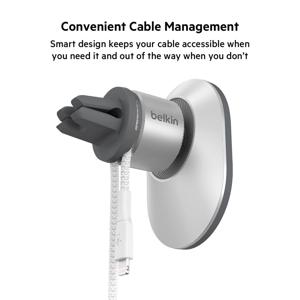 Belkin MagSafe Vent Mount Pro   MagSafe Phone Mount for Car, Magnetic Phone Holder Compatible with iPhone 15, iPhone 15 Plus, iPhone 15 Pro, iPhone 15 Pro Max, iPhone 14 & iPhone 13   Gray