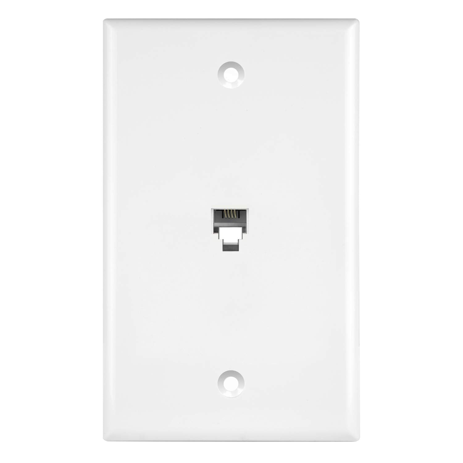 Enerlites Rj11 Telephone Jack Wall Plate By 1 Gang, Standard Size, White, 6 Position 4 Conductor, Single Port 2 Line Support 661