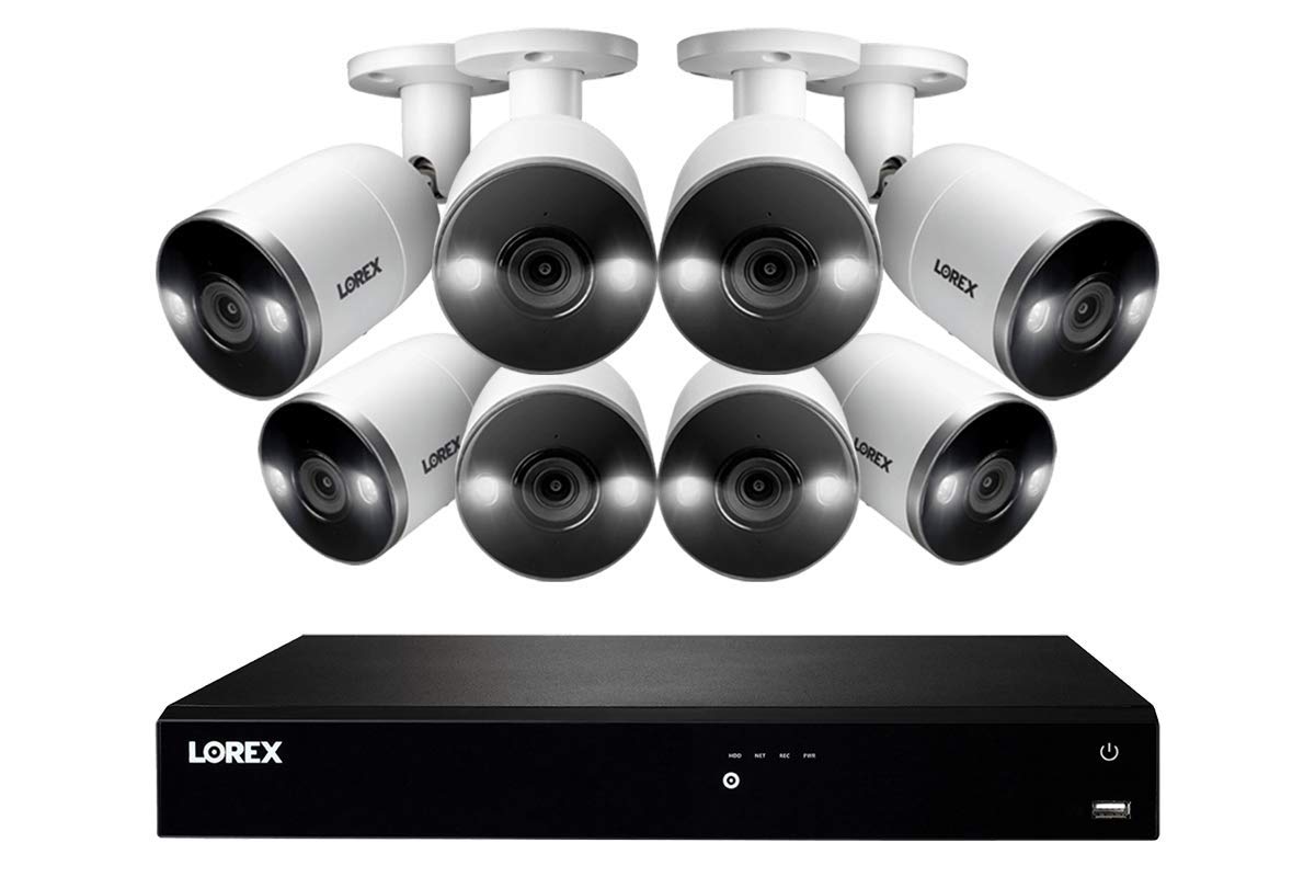 Lorex 4K Security Camera System, Fusion 16-Channel 3Tb Nvr With 8 Indoor/Outdoor Wired Ip Poe Metal Smart Deterrence Cameras, Motion Detection