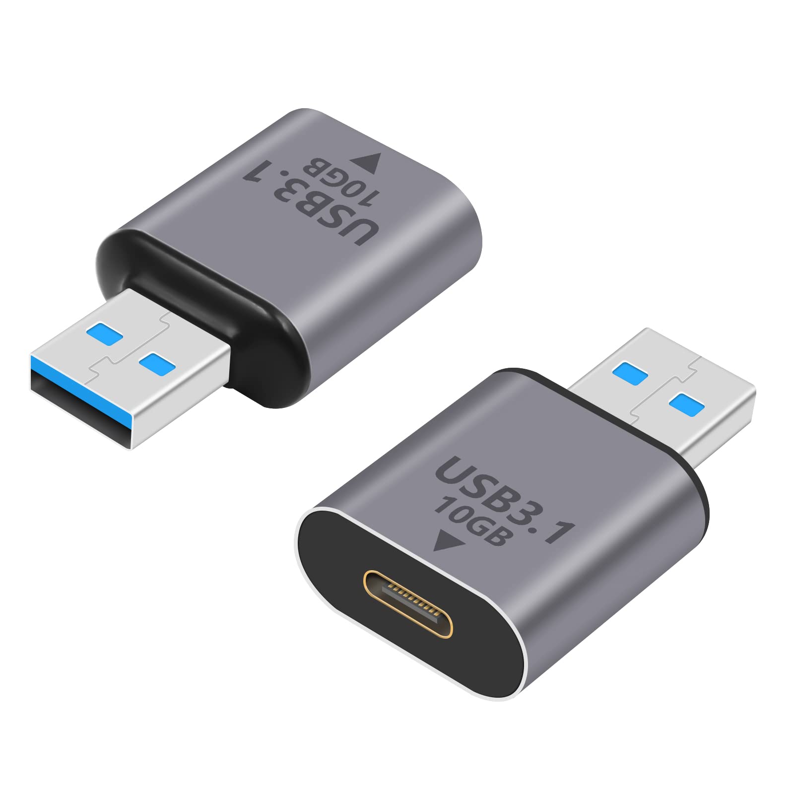 Poyiccot Usb C Female To Usb Male Adapter (2 Pack), 3.1 Usb A To C Adapter Otg Converter Support Bi Directional 10Gbps Data Sync & Charging Compatible With Iphone, Macbook Pro, Laptop