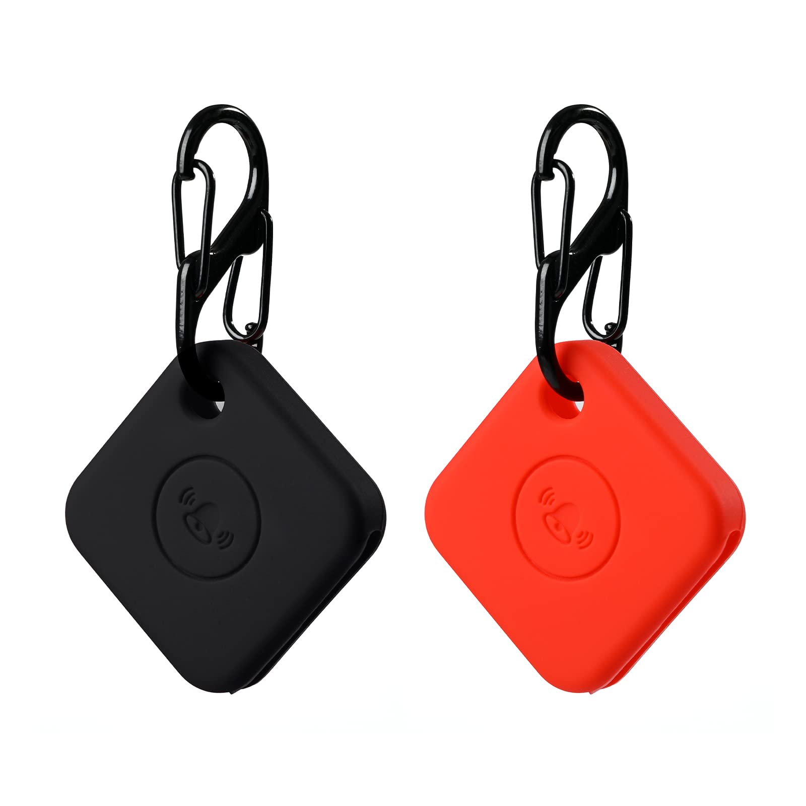Silicone Case For Tile Mate 2020 & 2018 With Keychains, 2 Pack Anti Scratch Protective Cover With Carabiner (Black/Red)
