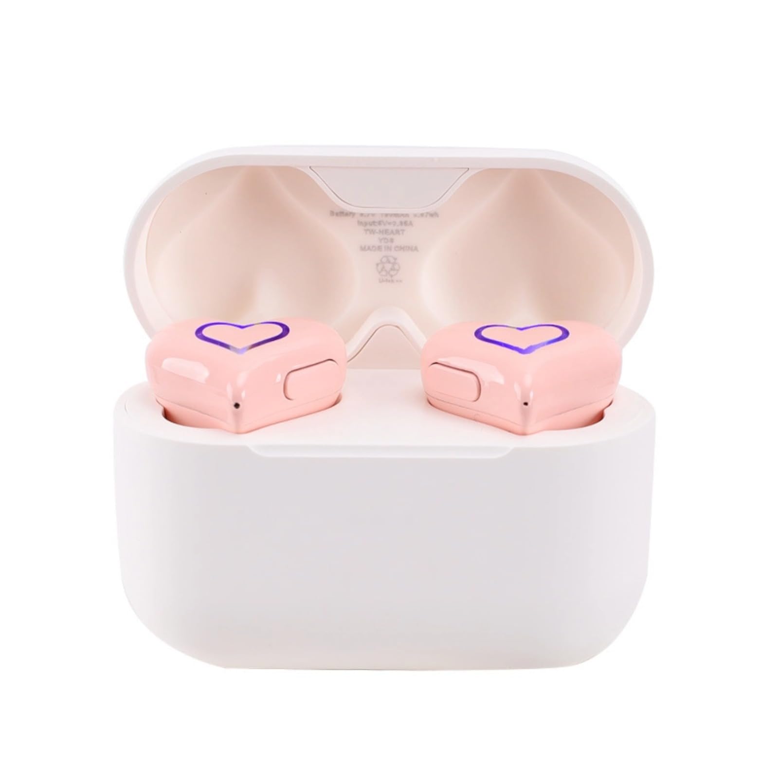 Yoidesu Upgraded Heart Shaped Earbuds with Light, Earbuds Stylish Luminous with Charging Case, Noise Cancelling HiFi Stereo Soun