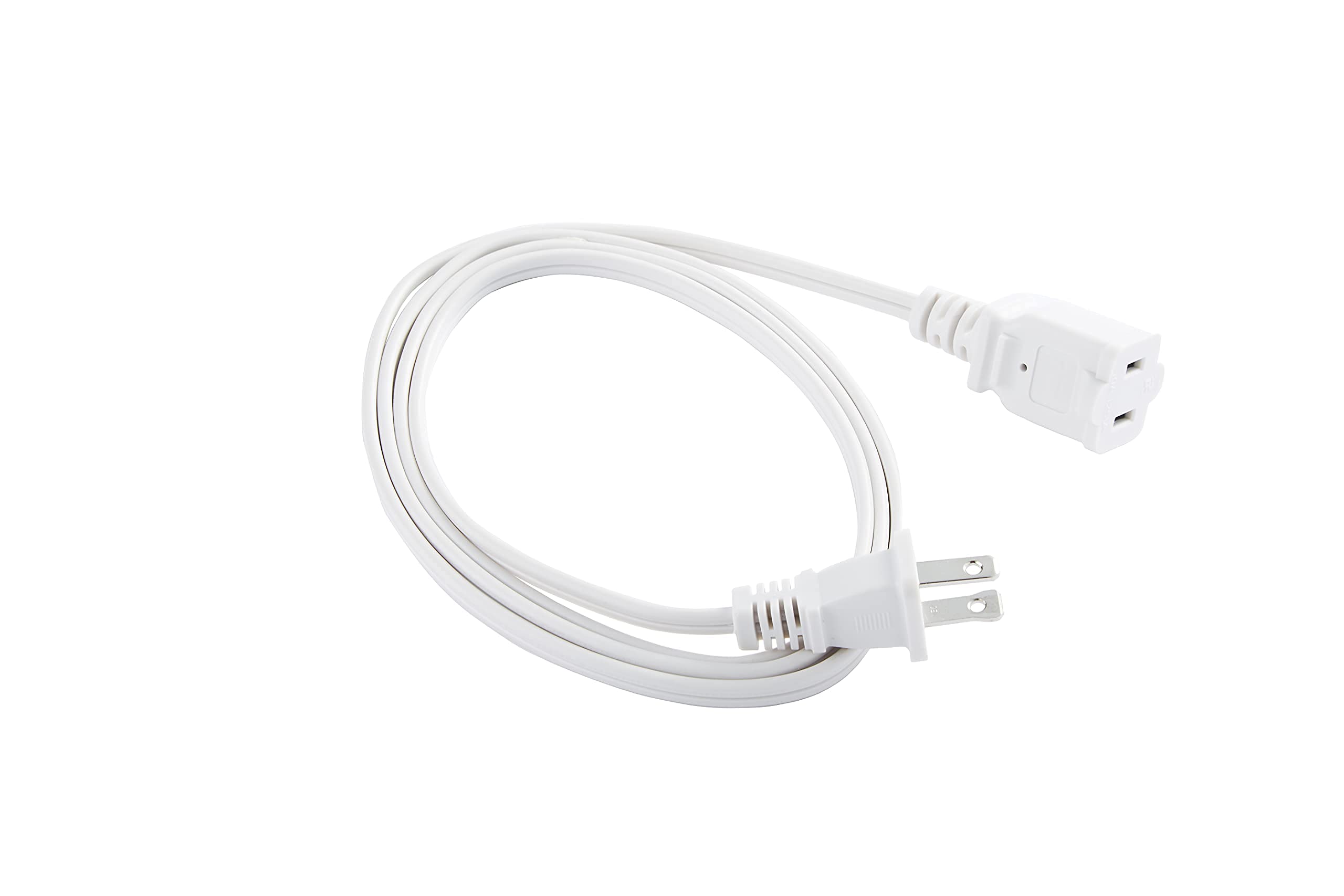 5 Ft Power Cable 2 Prong, Ac Outlet Polarized Us Indoor Male Female Extension Cord For Nema 5 15P To Nema 5 15R, 10A 125V, White