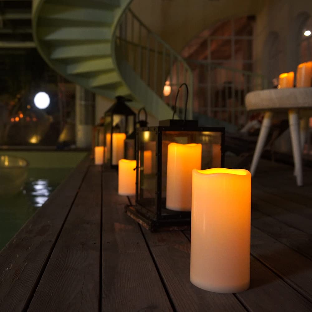 Homemory 8'' X 4'' Large Waterproof Outdoor Flameless Candles With Remote Control And Timer, Battery Operated Flickering Led Pil