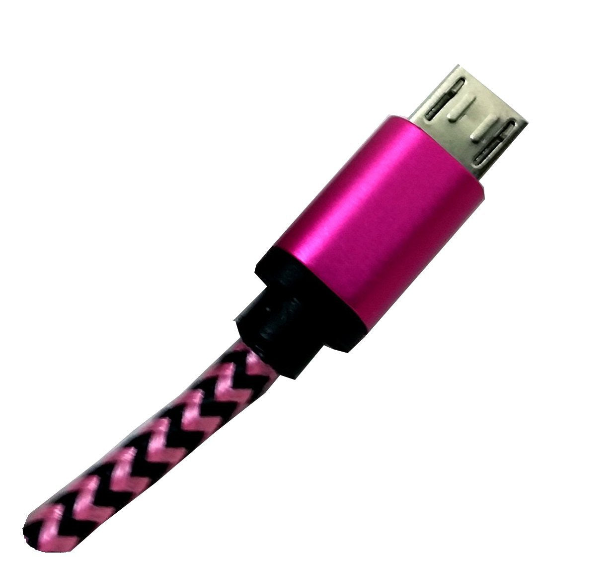 Xavier Usb Micropk 06 Usb A Male To Micro B Male With Braided Wire & Metal Connectors, 6', Pink/Black
