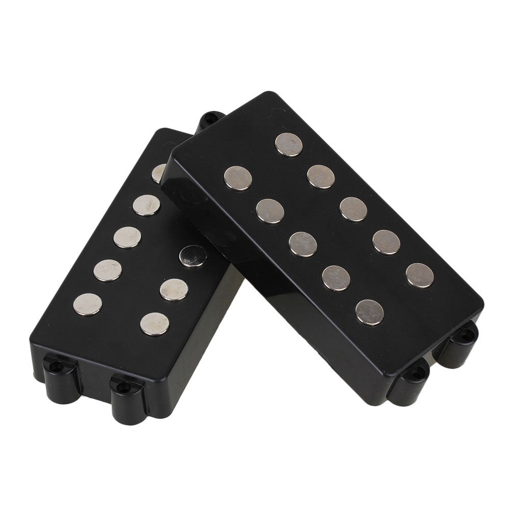 Bqlzr Black Ceramic Magnet 5 String M Bass Humbucker Double Coil Pickup For Bass Guitar And Bass Replacement Pack Of 2 4.13X1.77X0.7Inch(Lxwxh)