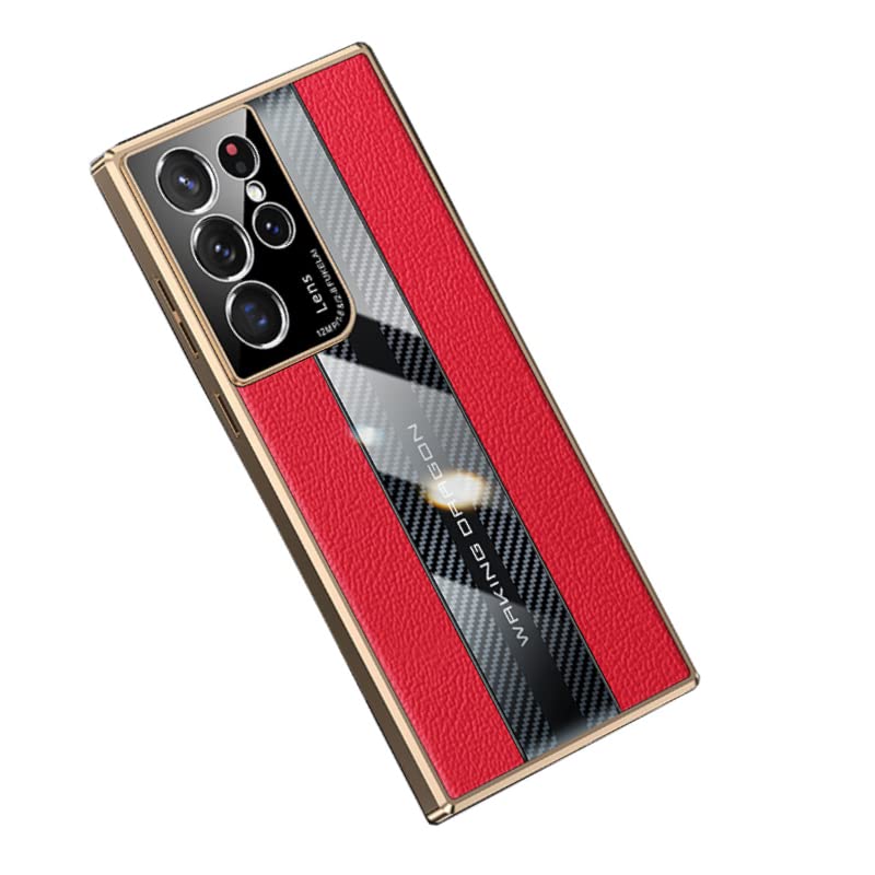 Samsung Galaxy S23 Ultra Case Slim Tpu Carbon Fiber & Leather Silicone Cover Para Compatible With S23Ultra 6.8 Inch 5G 2023 Came