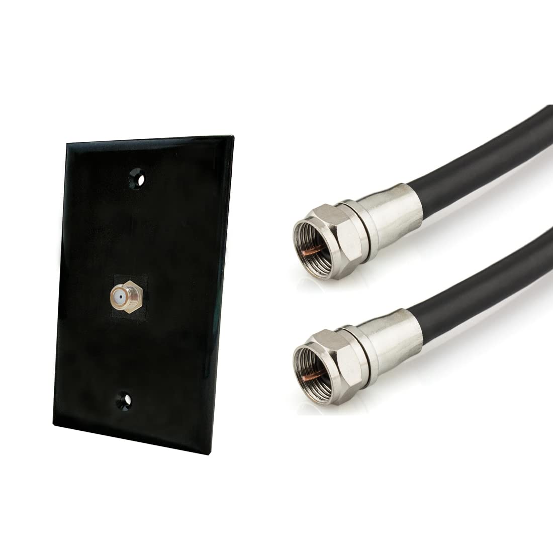 BUPLDET Coax Cable Wall Plate Single Gang F-Type Outlet Black