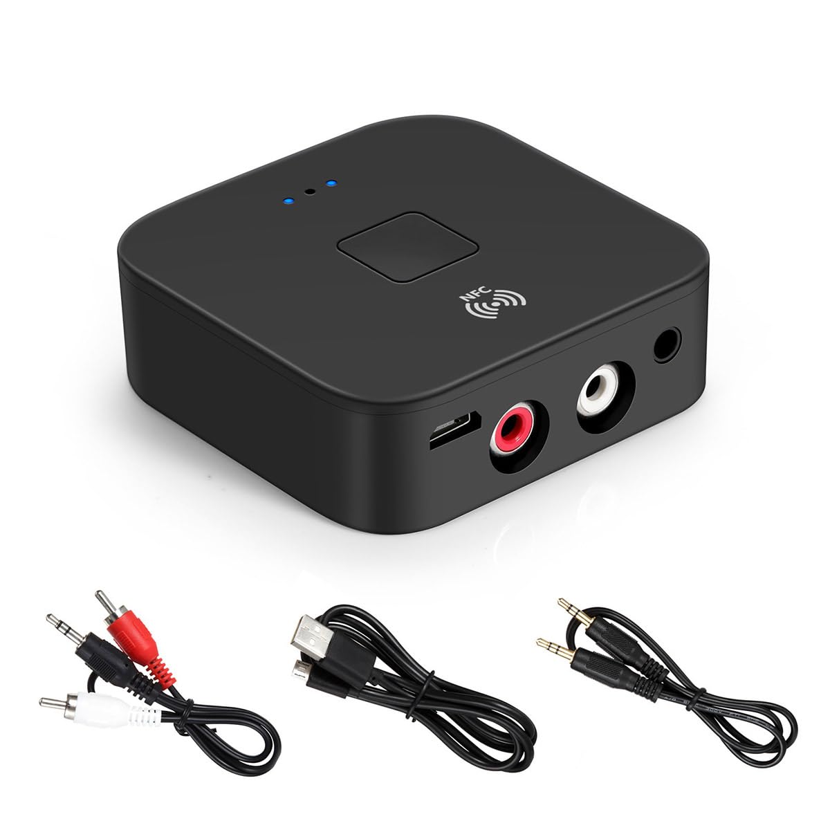 Bluetooth Receiver For Home Stereo Rca, 3.5Mm Aux Wireless Audio Adapter For Home And Car Stereo System,Nfc Enabled