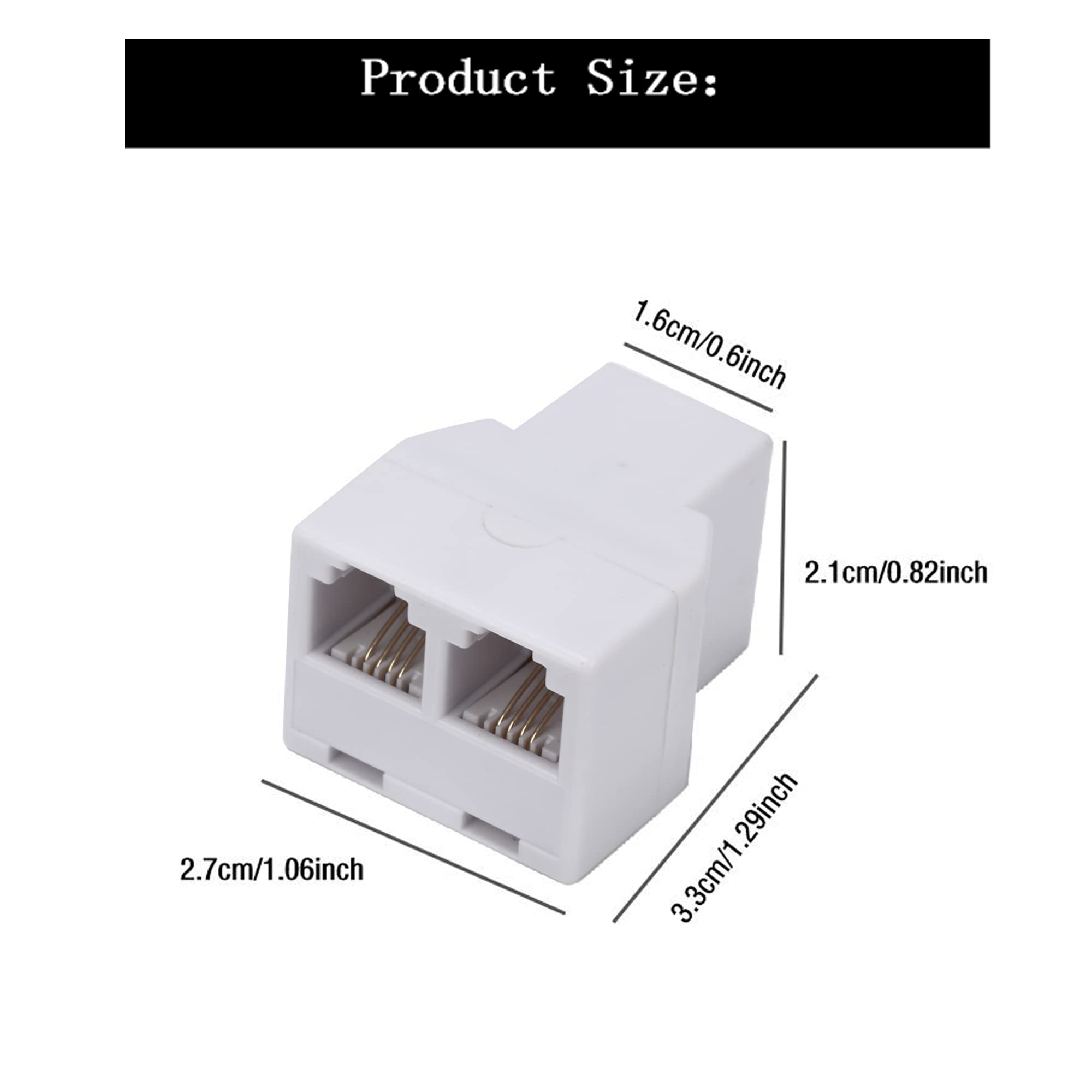 Ubramac Phone Line Splitter,Telephone Splitter,With Rj11 6P4C Plugs,Suitable For Telephone,Fax Machine,White 2 Pack