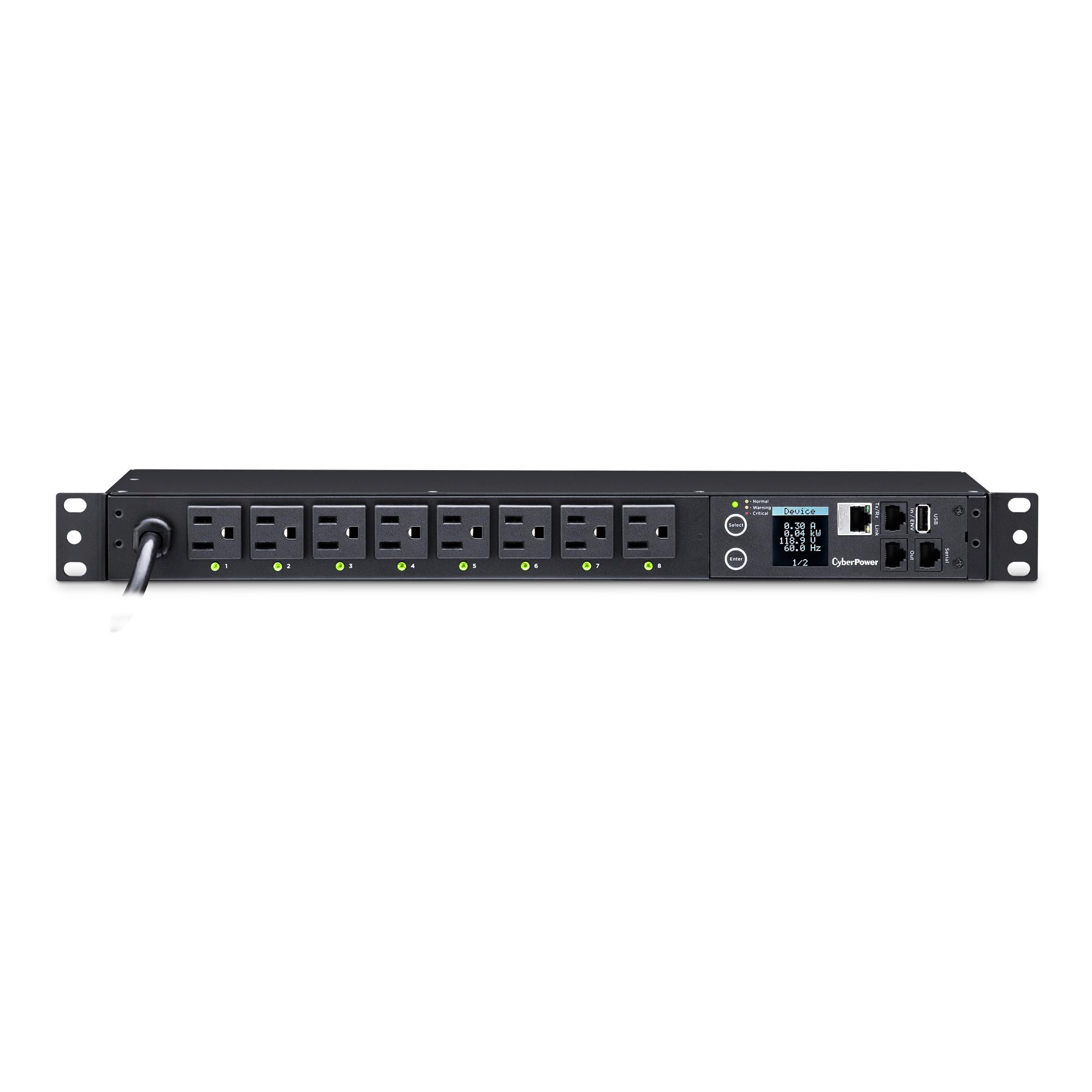 Cyberpower Pdu81001 Switched Metered By Outlet Pdu, 100 120V/15A, 8 Outlets, 1U Rackmount