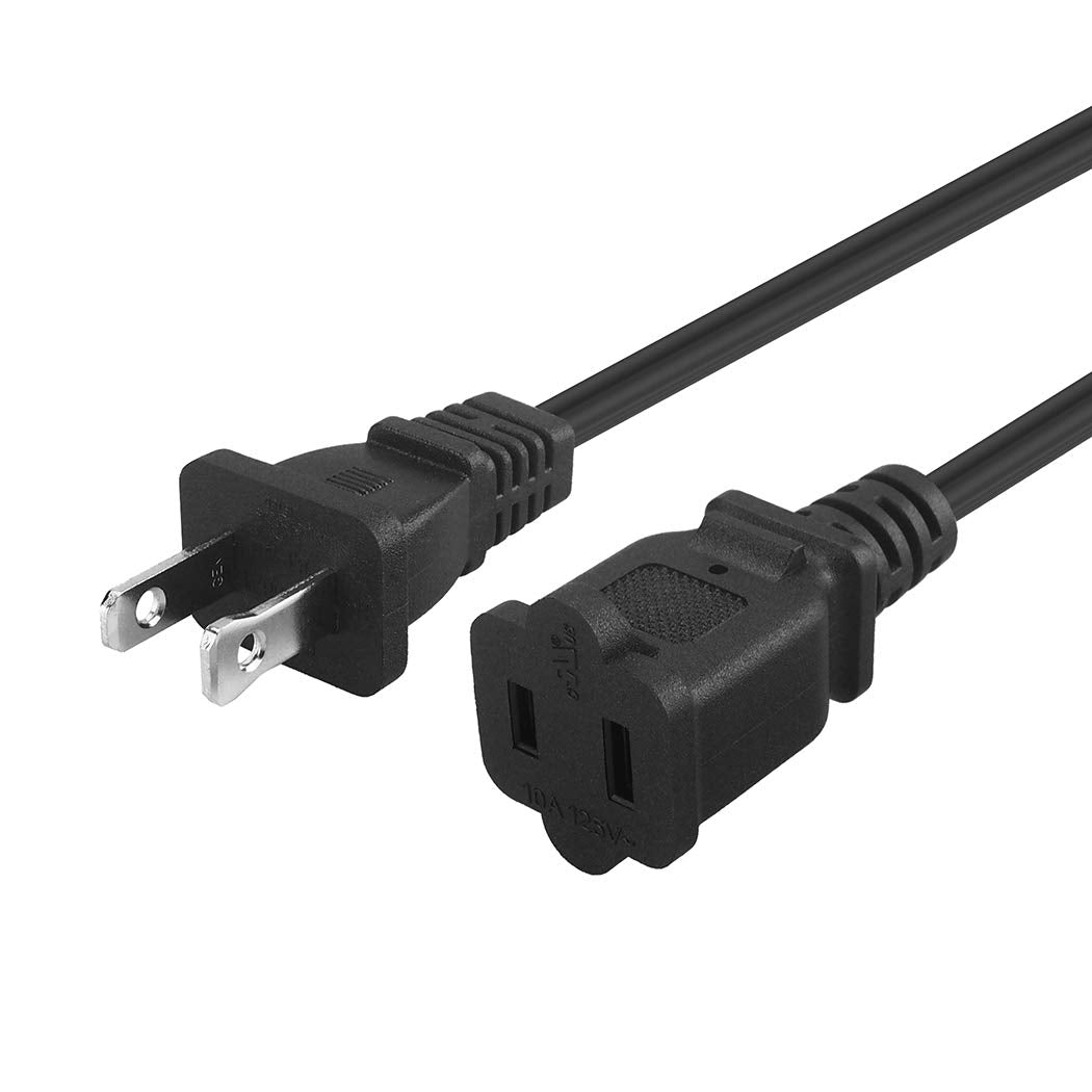 6Ft(1.8M) Polarized Us 2 Prong Male Female Extension Power Cord Cable, 2 Outlet Extension Cable Cord Us Ac 2 Prong Male/Female P