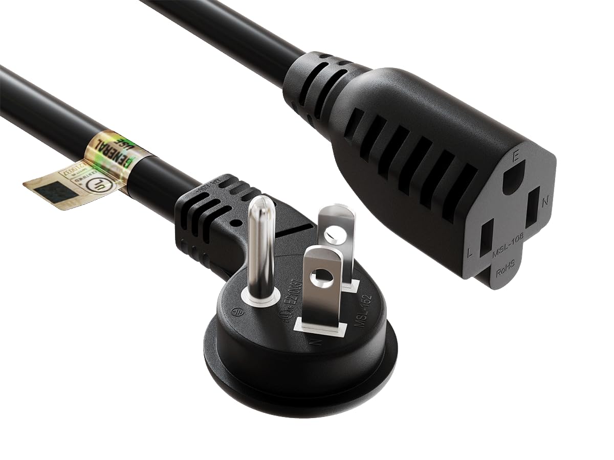 Cableleader 2Ft Ultra Low Profile Power Extension Cord Cable Nema 5 15P To Nema 5 15R, Ul Listed