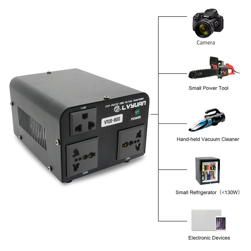 Cantonape Voltage Transformer Converter 800 Watt Step Up/Down Convert From 110 120 Volt To 220 240 Volt And From 220 240 Volt To