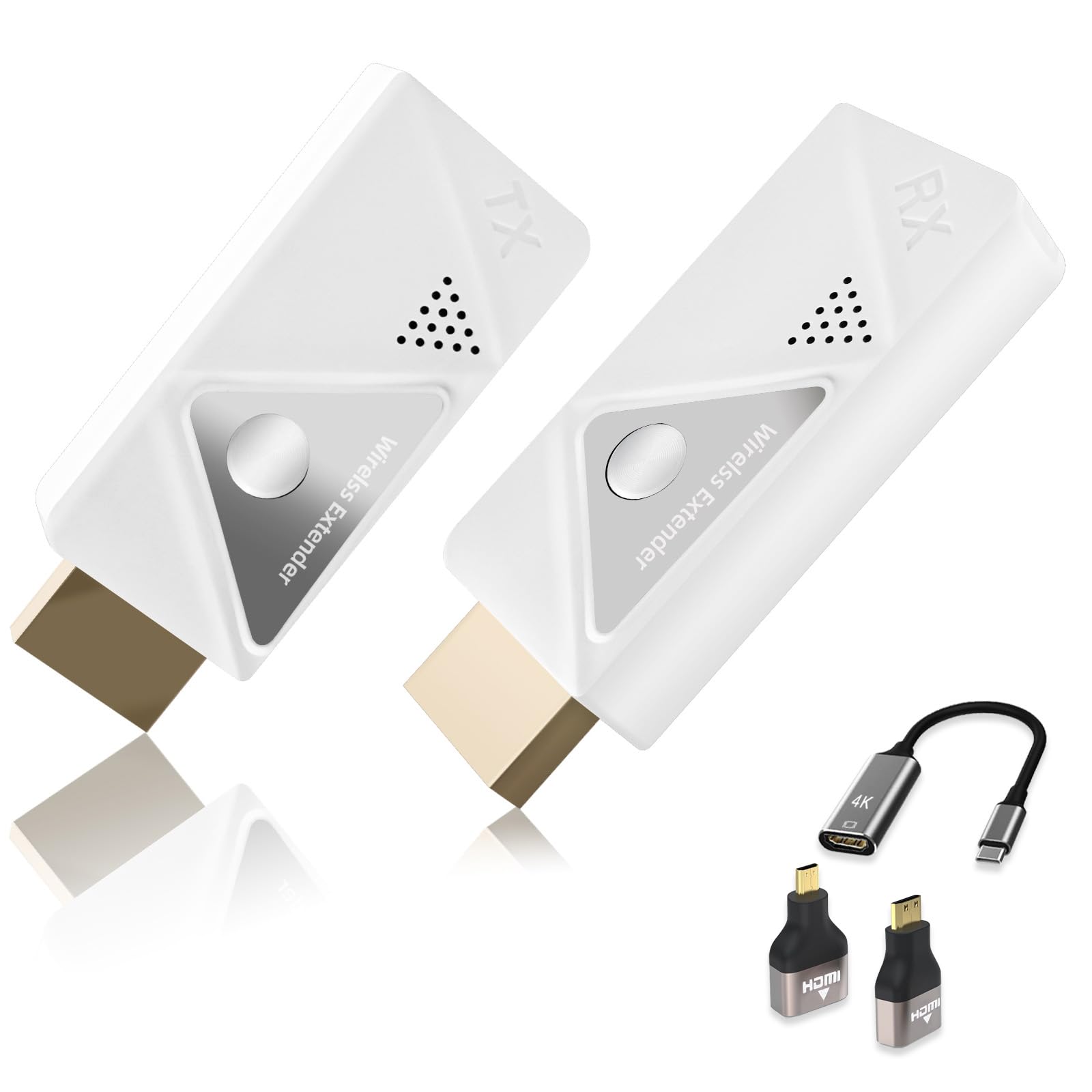 Sunmeg Wireless Hdmi Transmitter Receiver With Adapter 4K, 1080P 60Hz Hdmi Wireless Extender, Plug & Play 2.4G/5G Wireless Hdmi