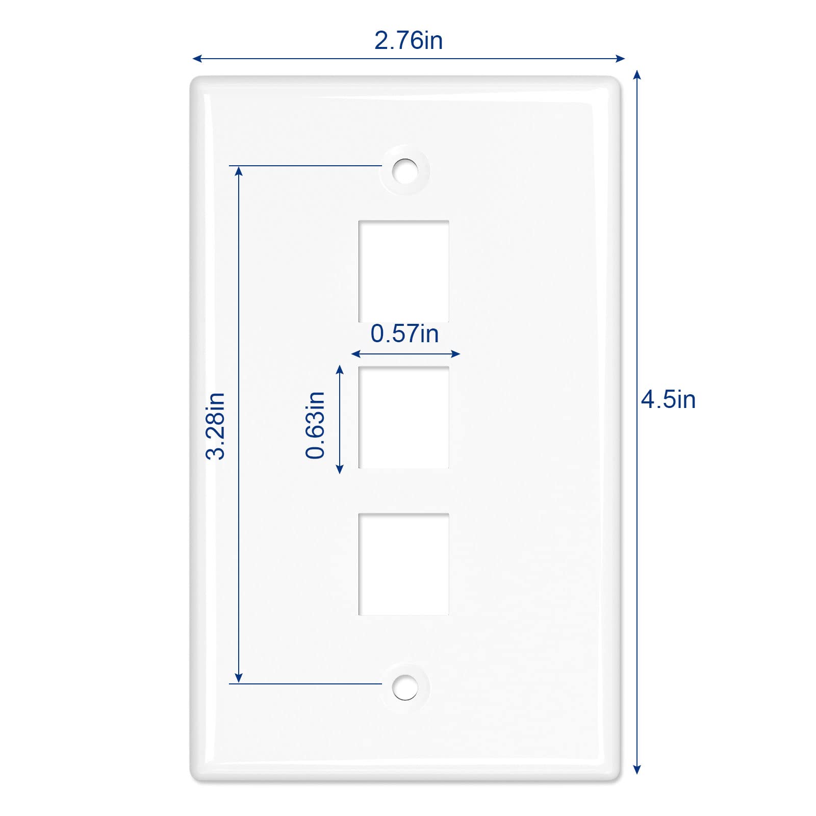 Iwillink 3 Port Keystone Jack Wall Plate 10 Pack, Low Profile Ethernet Wall Plate Single Gang Wall Plates For Keystone Jack, Whi