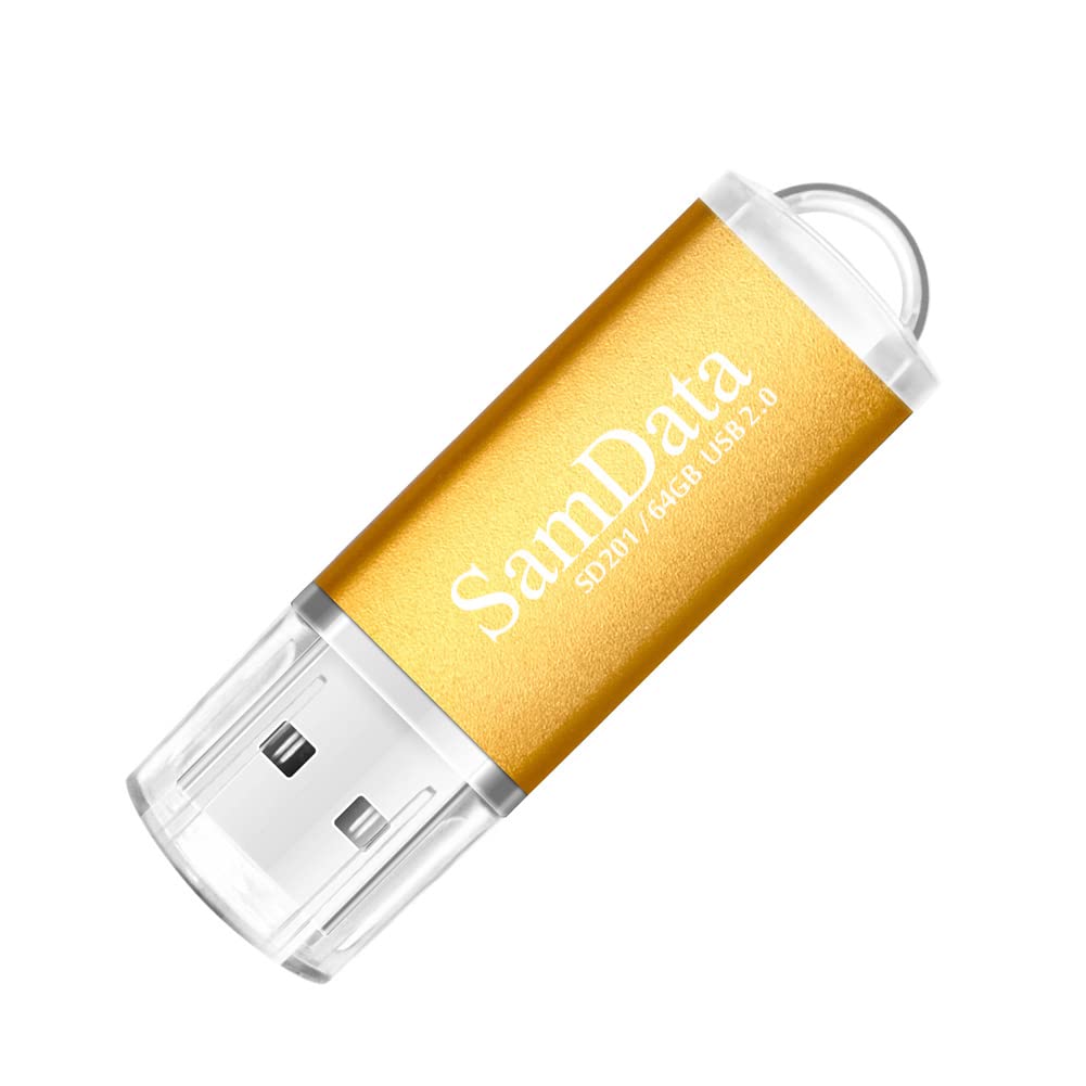 Samdata 1 Pack 64Gb Usb Flash Drives Usb 2.0 Thumb Drives Memory Stick Jump Drive Zip Drive, Gold
