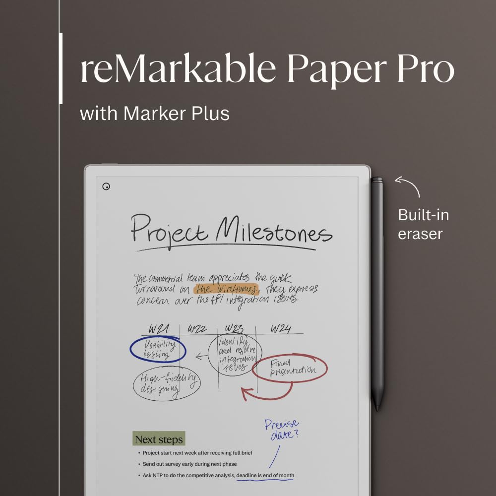 reMarkable Paper Pro Bundle - 11.8·Tablet & Marker Plus Pen - Gray - Model RM81C-1000NW