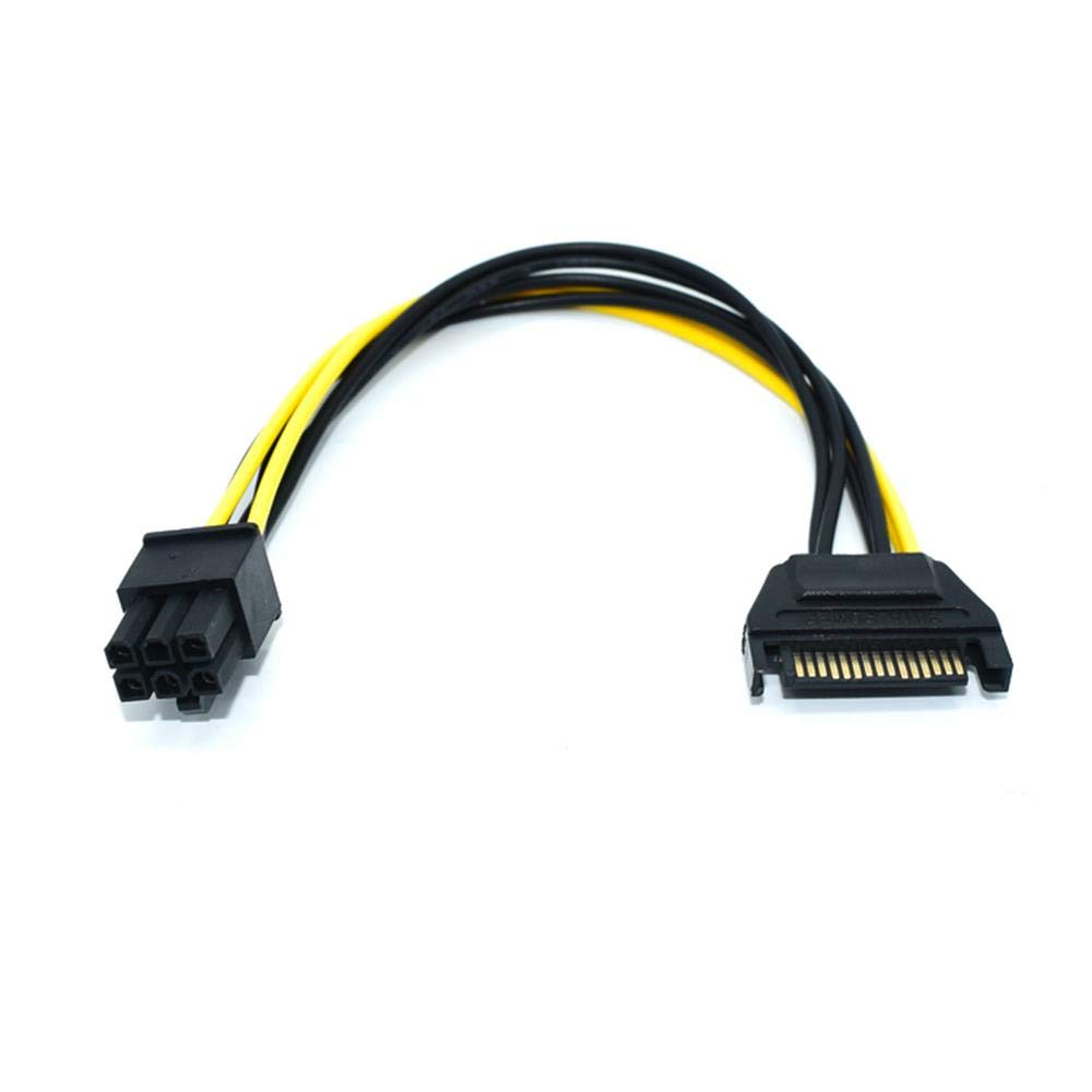 Elifeapply 3 Pack 15 Pin Sata Male To 6 Pin Pci Express Female Video Card Power Adapter Cable