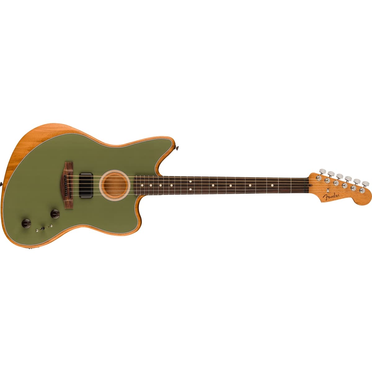 Fender Acoustasonic Player Jazzmaster Acoustic Electric Guitar, With 2-Year Warranty, Antique Olive, Rosewood Fingerboard, With