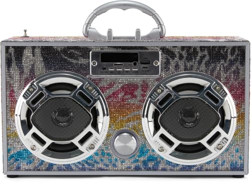 Wireless Express - Mini Boombox With Led Speakers - Retro Bluetooth Speaker W/Enhanced Fm Radio - Perfect For Home And Outdoor (