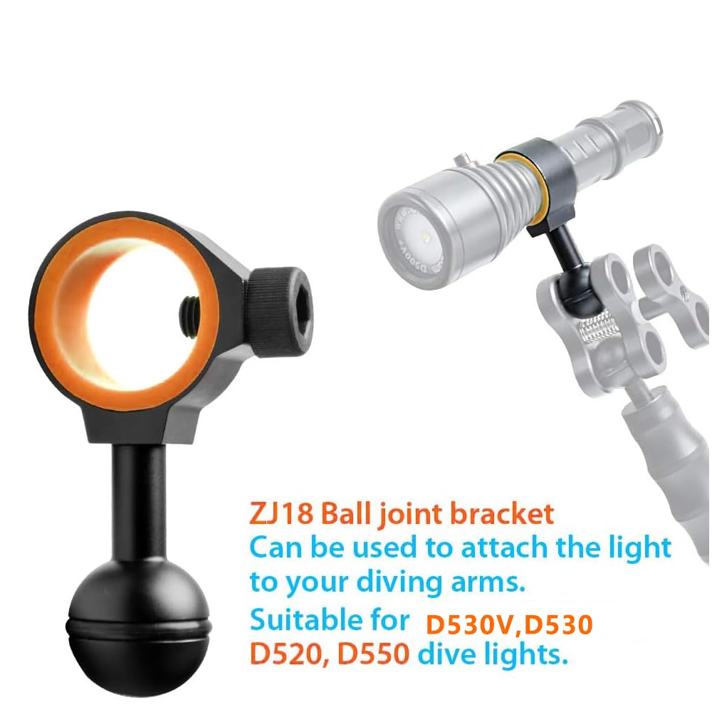 Orcatorch Zj18 New Universal Ball Joint Bracket Diving Torch Photography Video Lights Arm Buoyancy Fill Light Lamp Holder